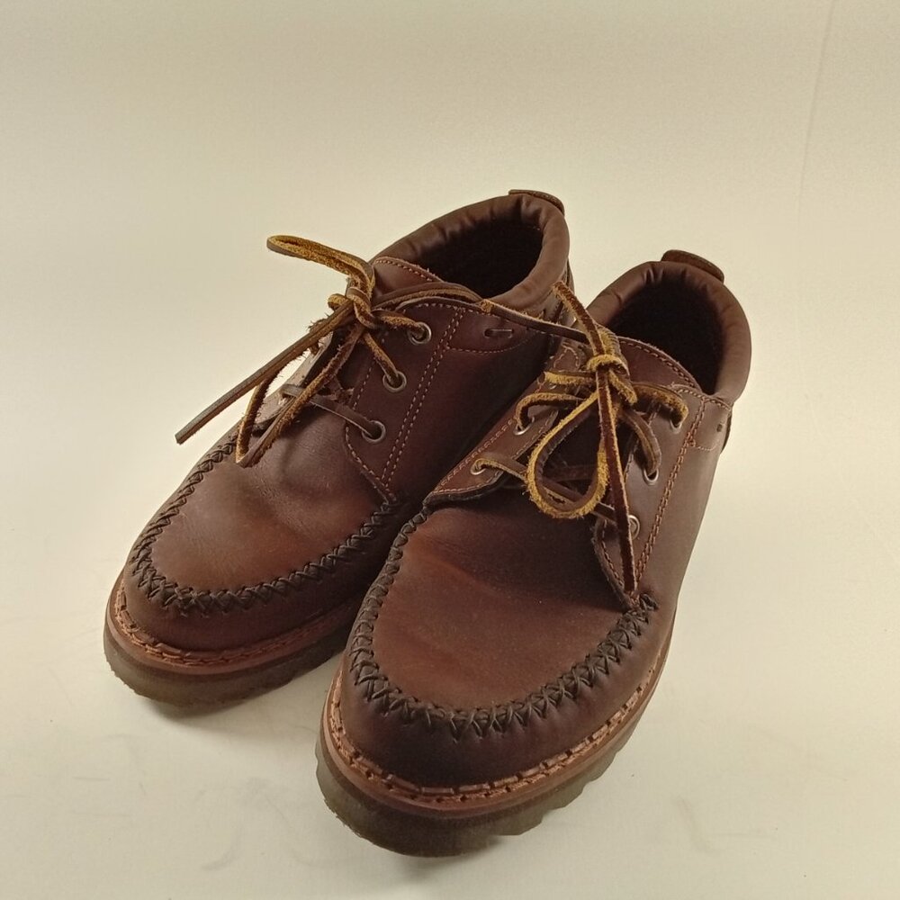 GH BASS Mens Lace Up Moccasin Boat Driving Shoe Med Brown Size 9 M Leather LN